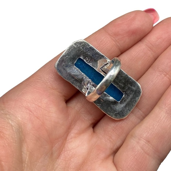 Hand Crafted Blue and Silver Statement Ring - Picture 6 of 6